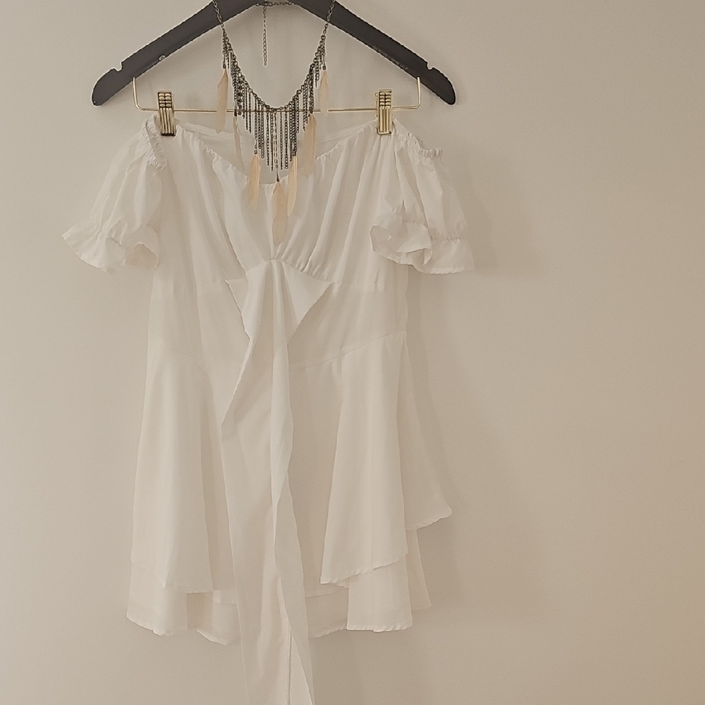 White Off-Shoulder Ruffle Dress